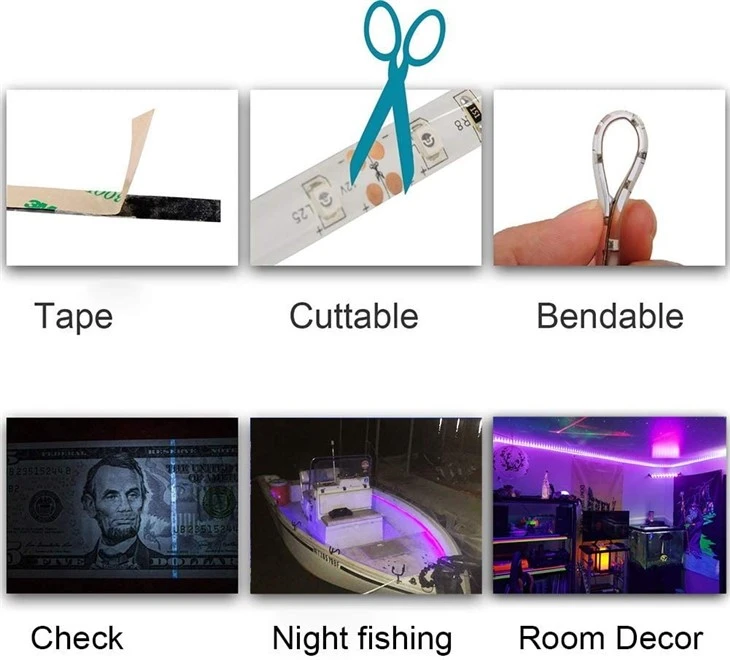 black light led strip detail